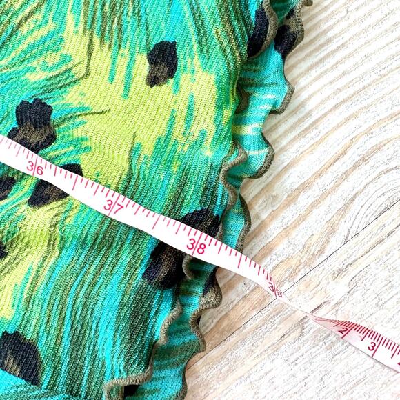 Vintage 90's Y2K Guess Mesh Lace Trim Slip Dress |‎ Leopard Green/Blue Smal - Picture 9 of 9